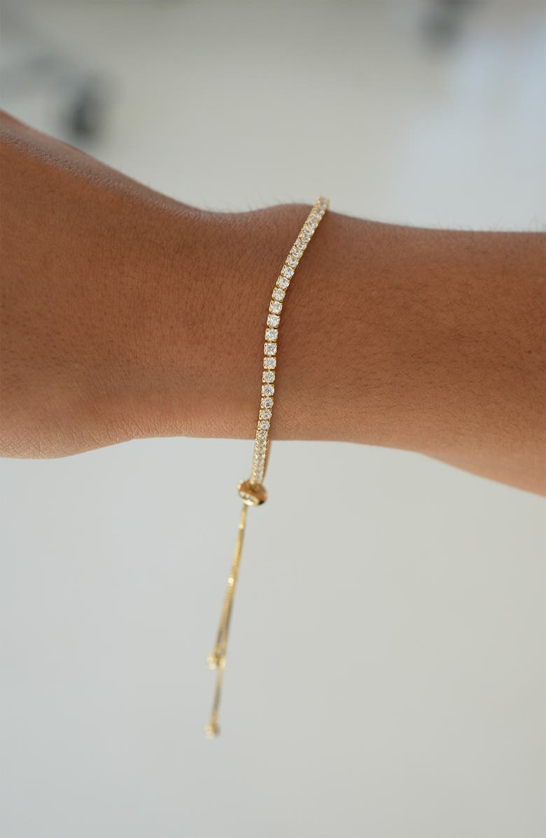 Argento Vivo Sterling Silver Cubic Zirconia Tennis Bolo Bracelet, Alternate, color, Gold