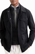 Reiss Bryson Stretch Nylon Field Jacket with Removable Quilted Bib