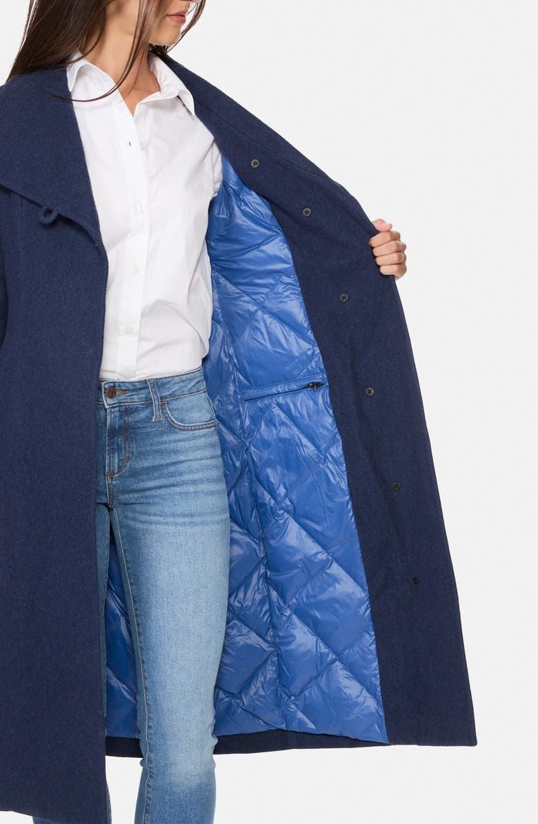 Norwegian Wool Longline City Virgin Wool Blend 752 Fill Power Down Waterproof Coat, Alternate, color, Midblue