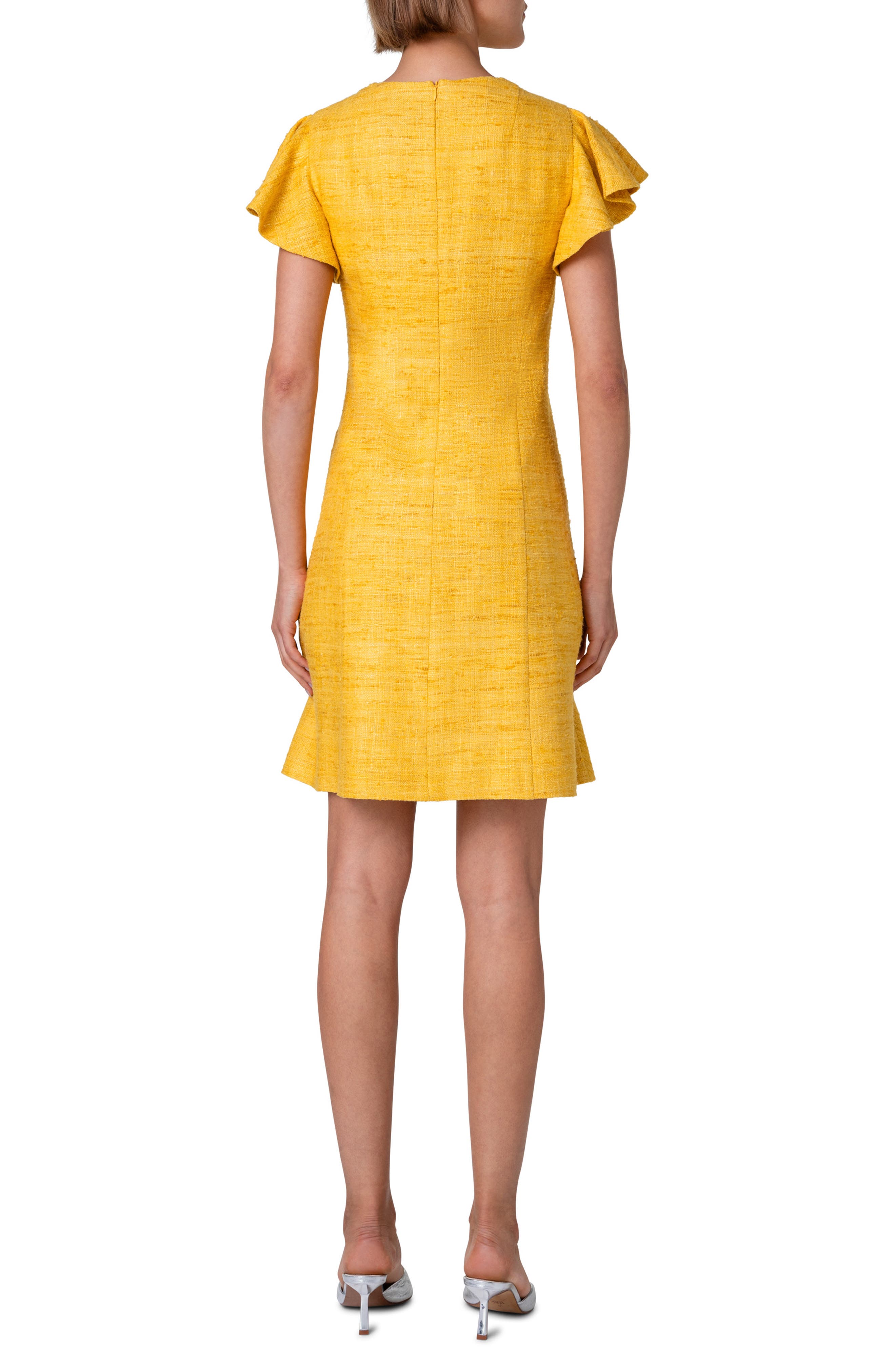 Ruffle Sleeve Silk Tweed Dress - image 2