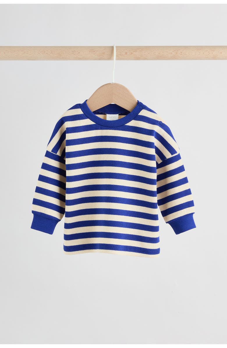 NEXT Stripe Stretch Cotton Thermal Top & Shorts Set, Alternate, color, Blue