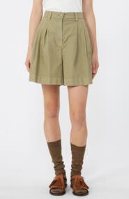 Weekend Max Mara Armonia Pleated Cotton Shorts