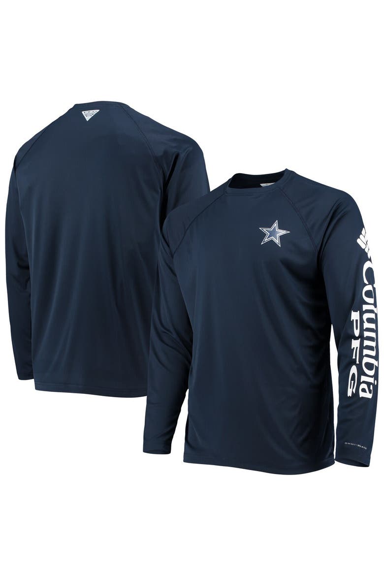 Men's Columbia Navy Dallas Cowboys Terminal Tackle Omni-Shade Raglan Long Sleeve T-Shirt, Main, color, Navy