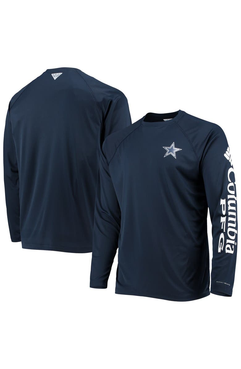 Columbia Men's Columbia Navy Dallas Cowboys Terminal Tackle Omni-Shade Raglan Long Sleeve T-Shirt, Main, color, Navy