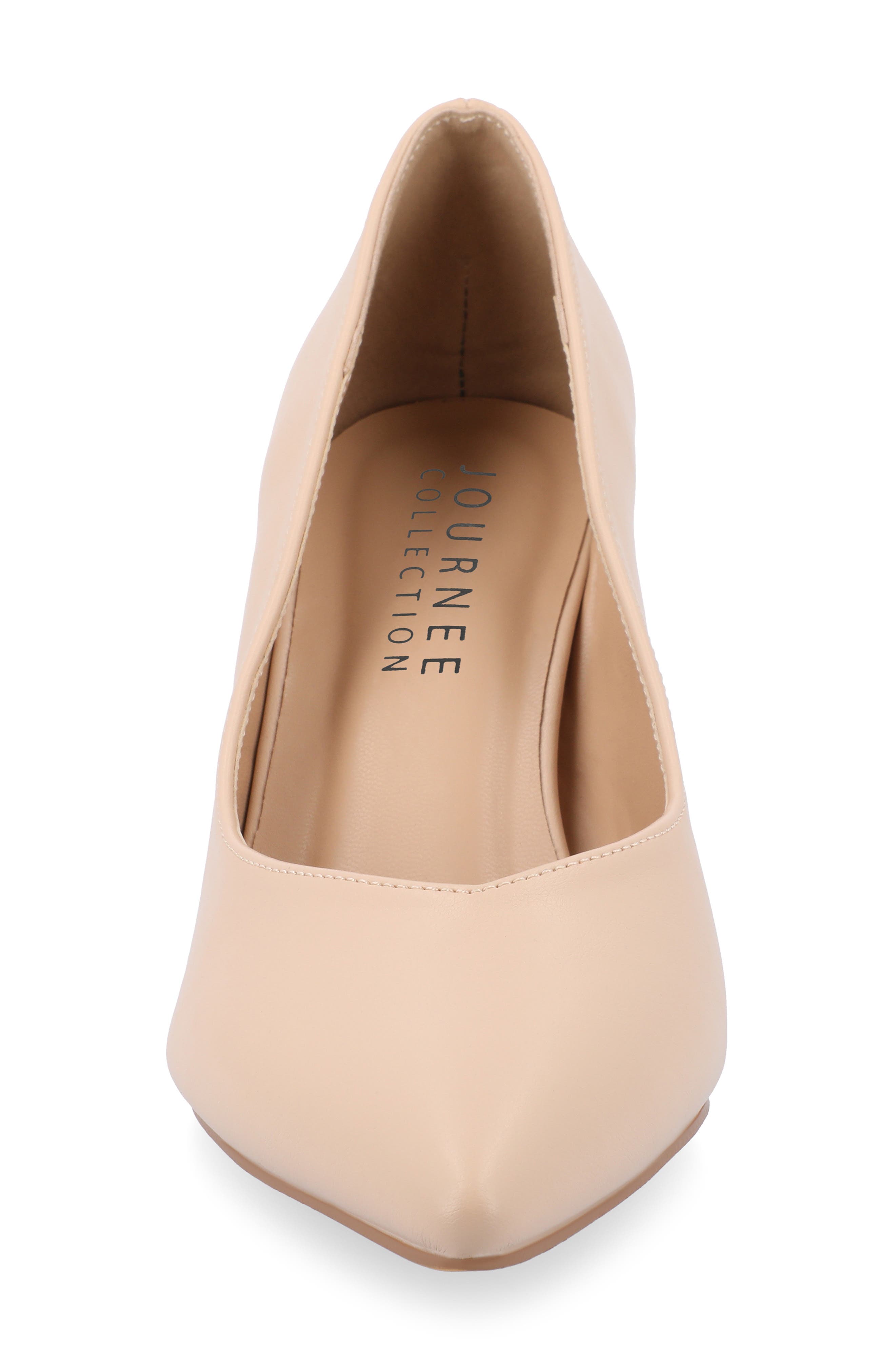 Journee Collection Simonne SuperNatural Shades Block Heel Pointed Toe Pump - Wide Width, Alternate, color, Shell