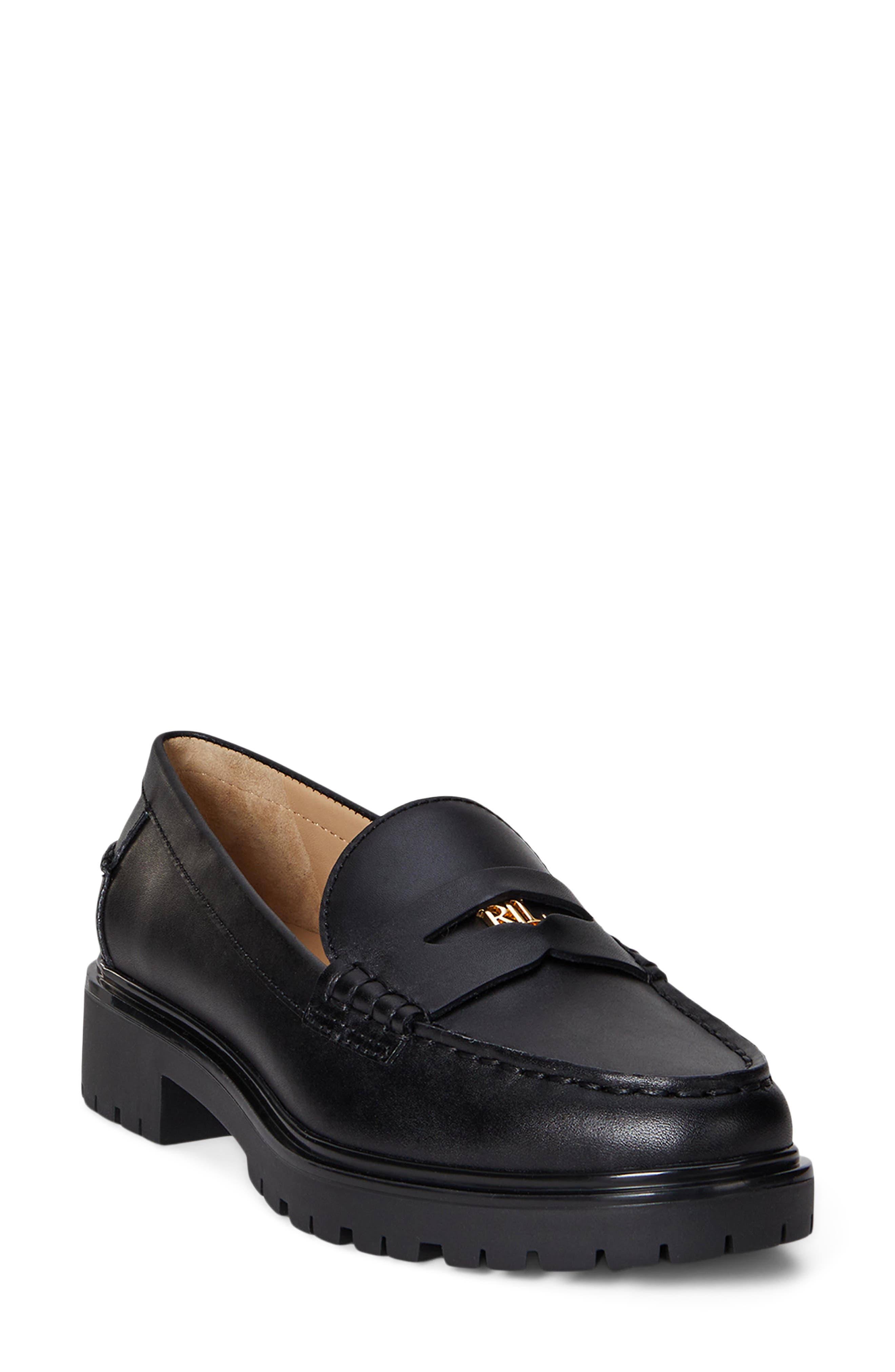 Lauren Ralph Lauren Marli Platform Penny Loafer, Main, color, Black