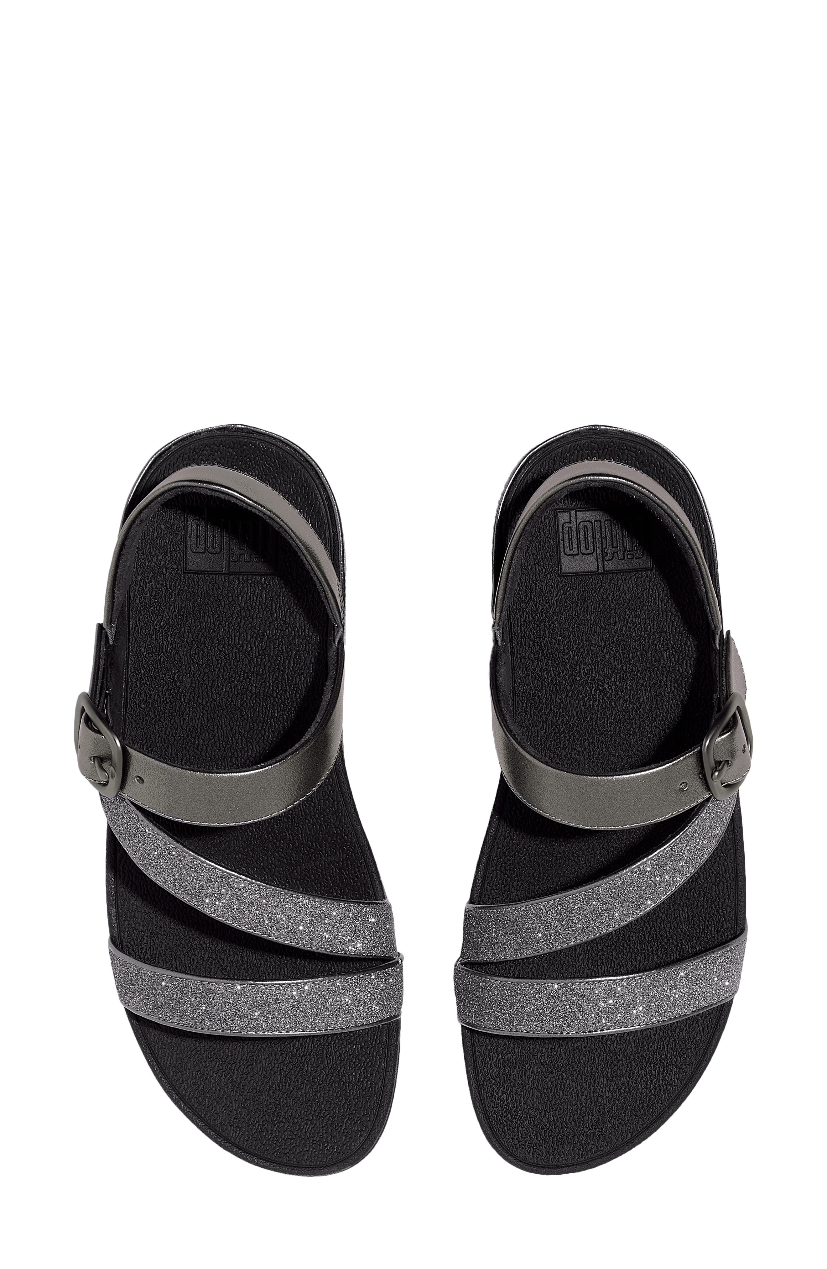 FitFlop Skinny II Glitterdust Z-Strap Sandal, Alternate, color, Pewter