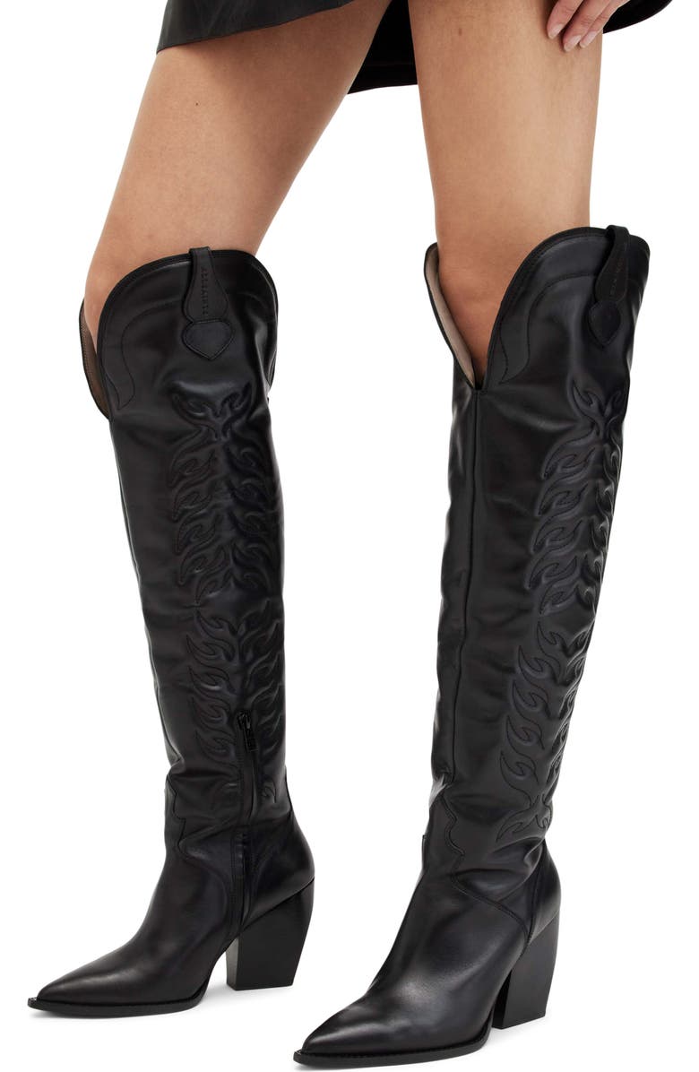 AllSaints Roxanne Over the Knee Western Boot, Alternate, color,