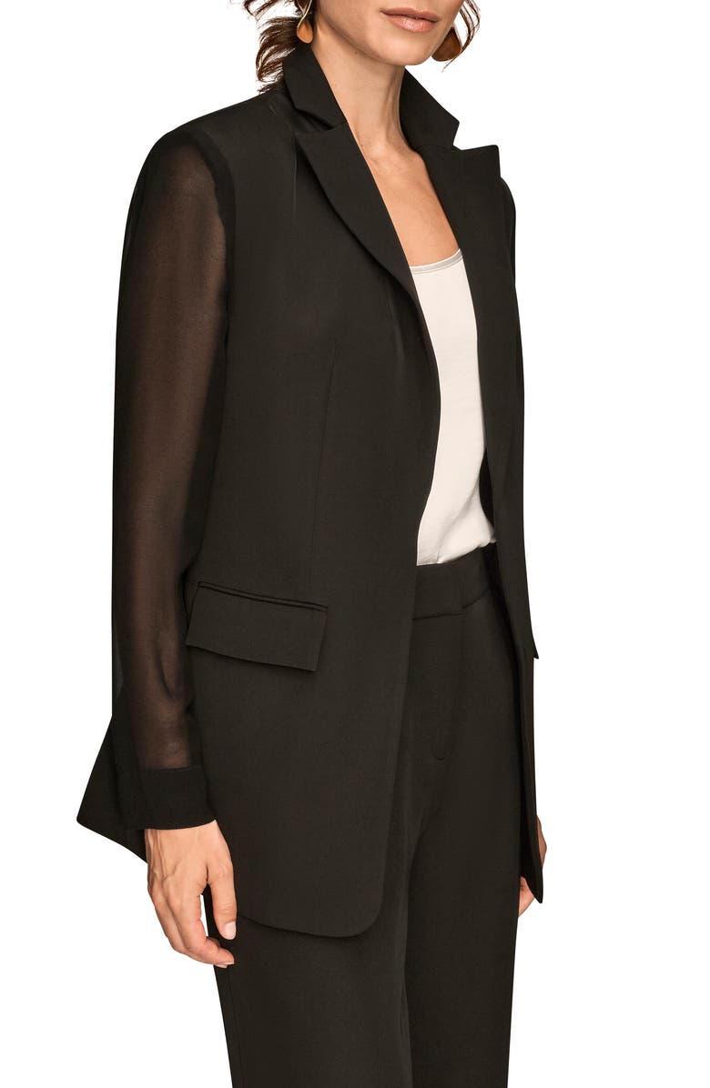 Donna Karan New York Sheer Sleeve Blazer, Alternate, color, Black