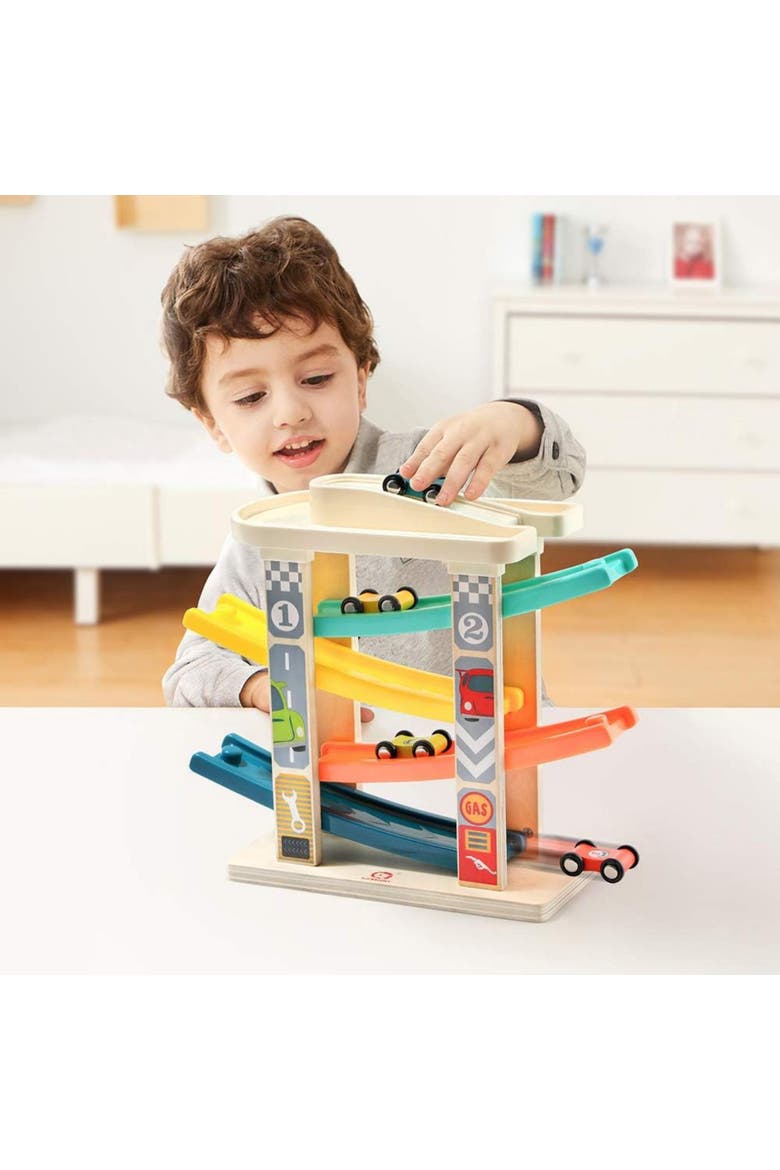 Wooden Car Ramp Race Track Toddler Montessori Toy with Garage, Alternate, color, Multicolor