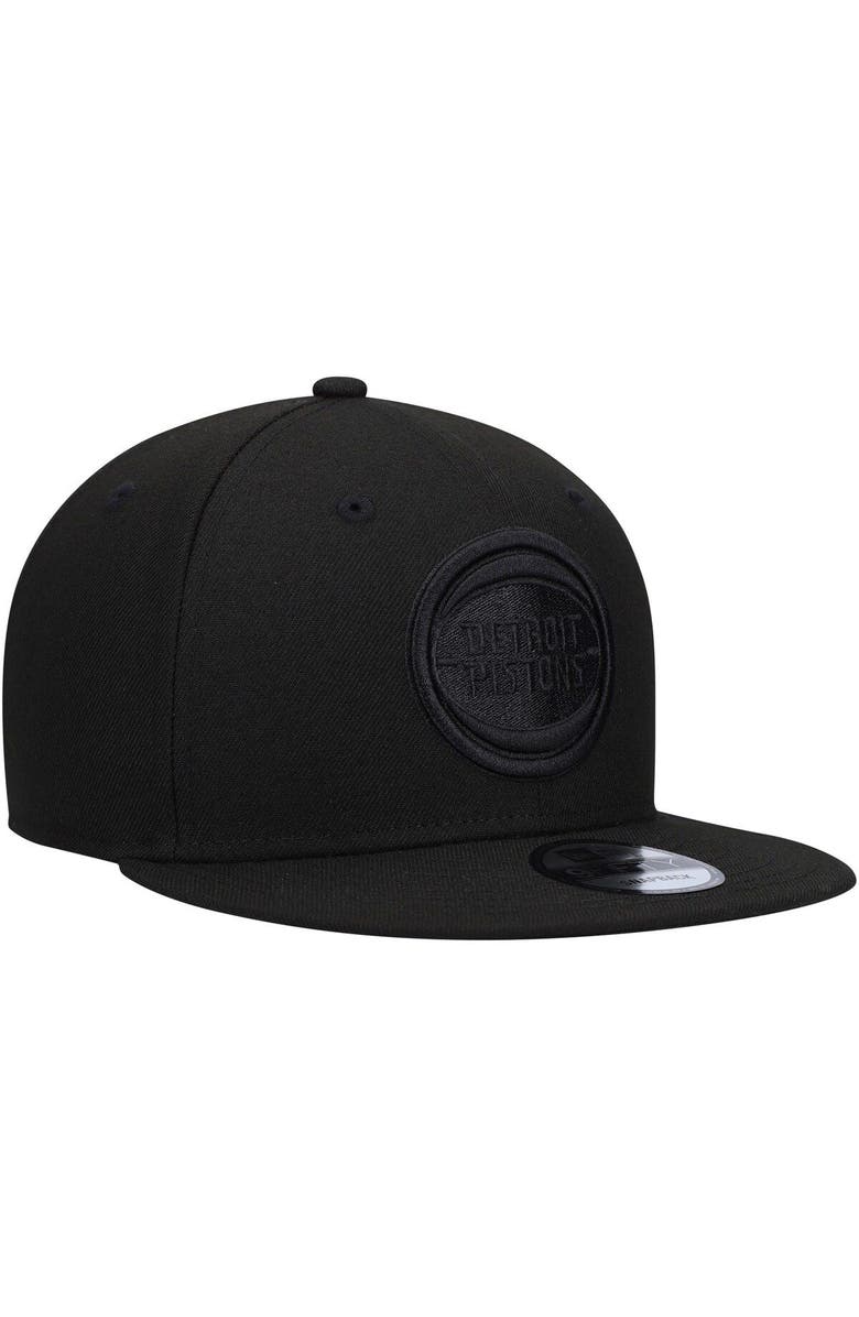 New Era Men's New Era Detroit Pistons Black On Black 9FIFTY Snapback Hat, Alternate, color,