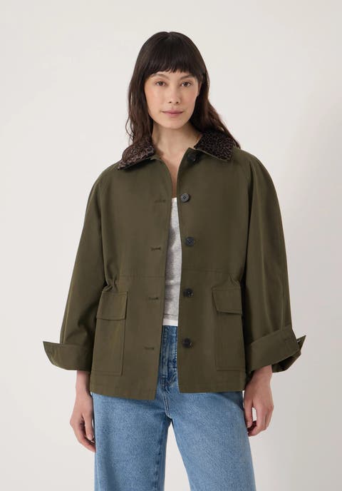 Leopard Collar Barn Jacket