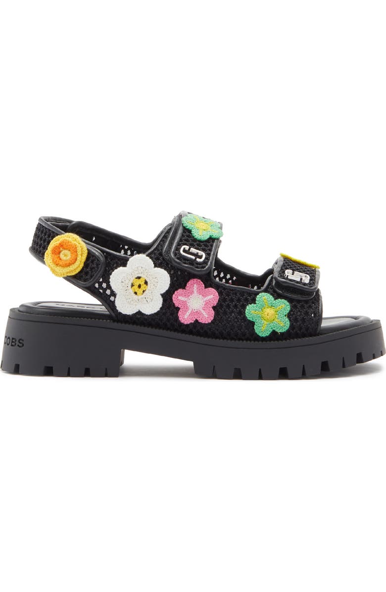 Marc Jacobs Crocheted Daisy Platform Sandal, Alternate, color, Black Multi