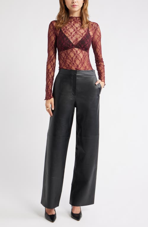 Open Edit Floral Stretch Lace Top In Red