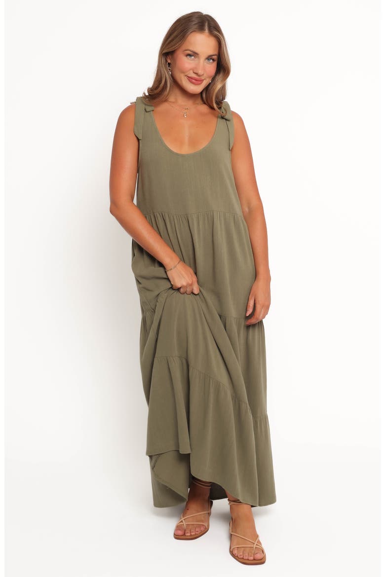 Marcy Linen Midi Dress, Alternate, color, OLIVE