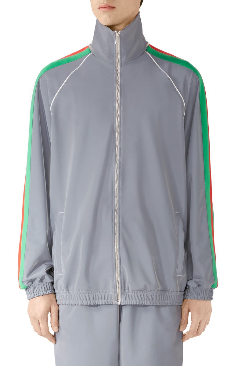 Gucci Iridescent Stretch Nylon Track Jacket, Main, color,