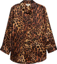 L'AGENCE Dani Silk Leopard Print Shirt