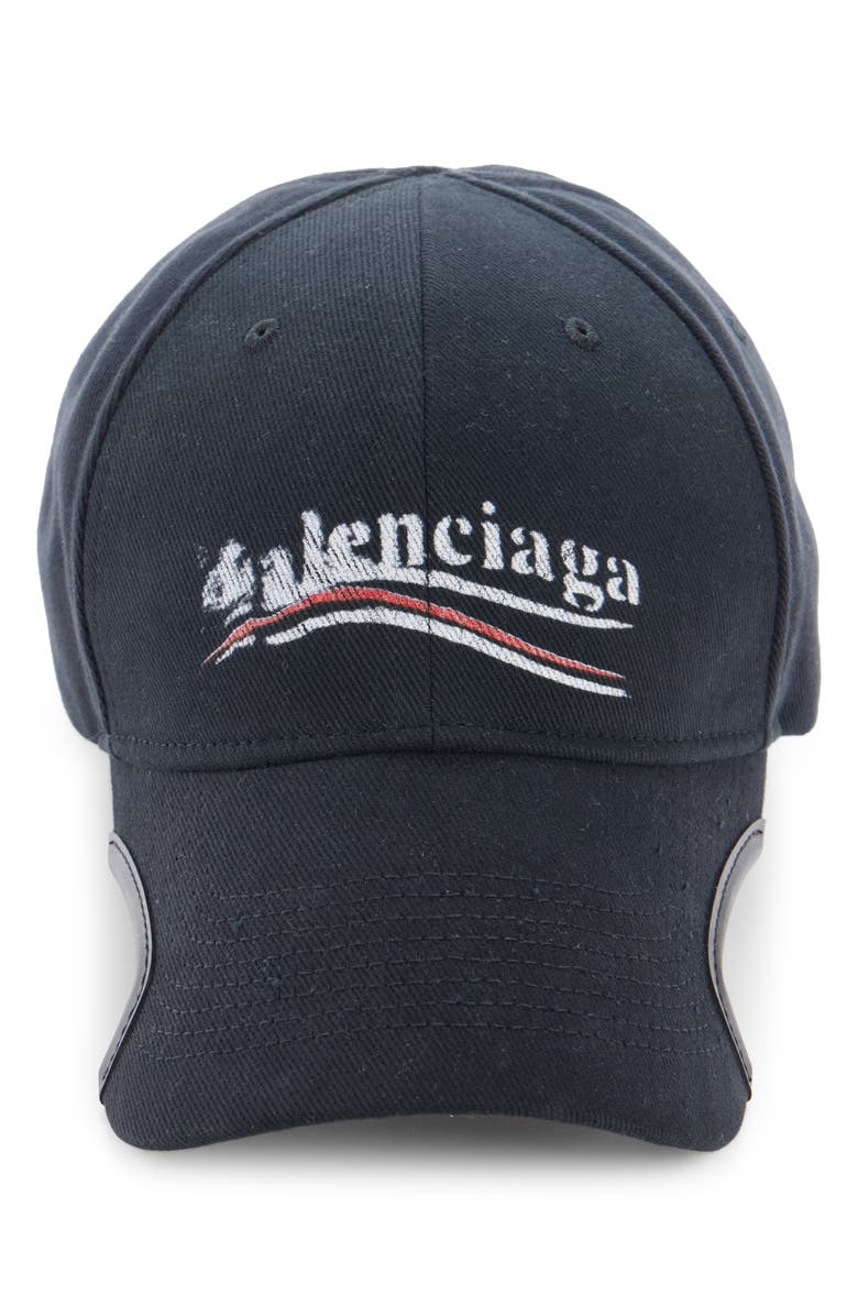 Balenciaga Political Stencil Adjustable Baseball Cap, Alternate, color, Black/ White