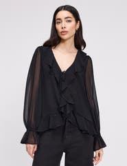 Finery London Jannelle Sheer Ruffle Detail Blouse