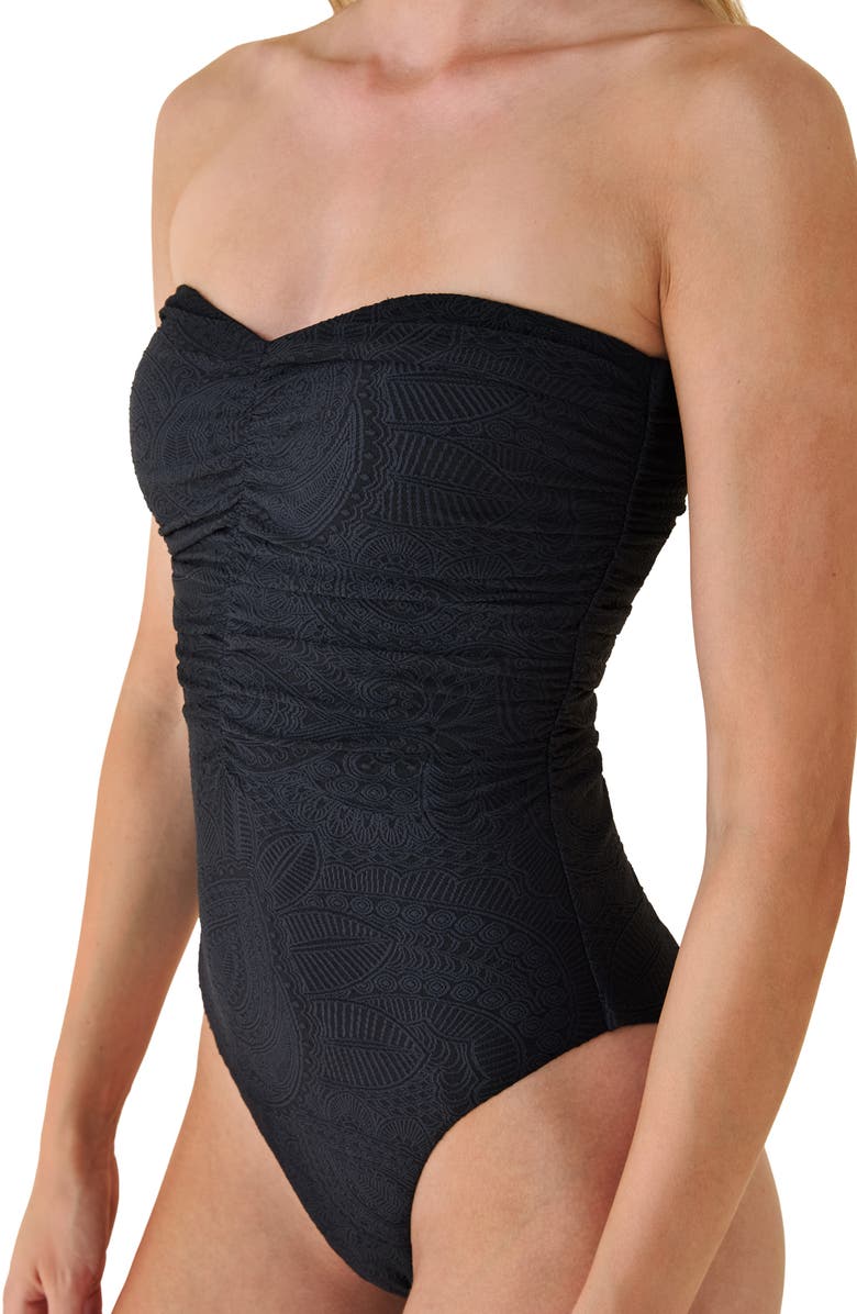 Andie Pana Strapless One-Piece Swimsuit, Alternate, color, Black Paisley