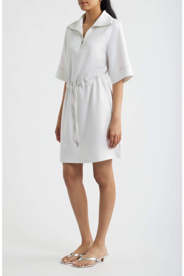 Quarter Zip Scuba Knit Dress, Alternate, color, BRIGHT WHITE
