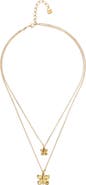 UNODE50 Double Butterfly & Pearl Necklace in Gold-Tone