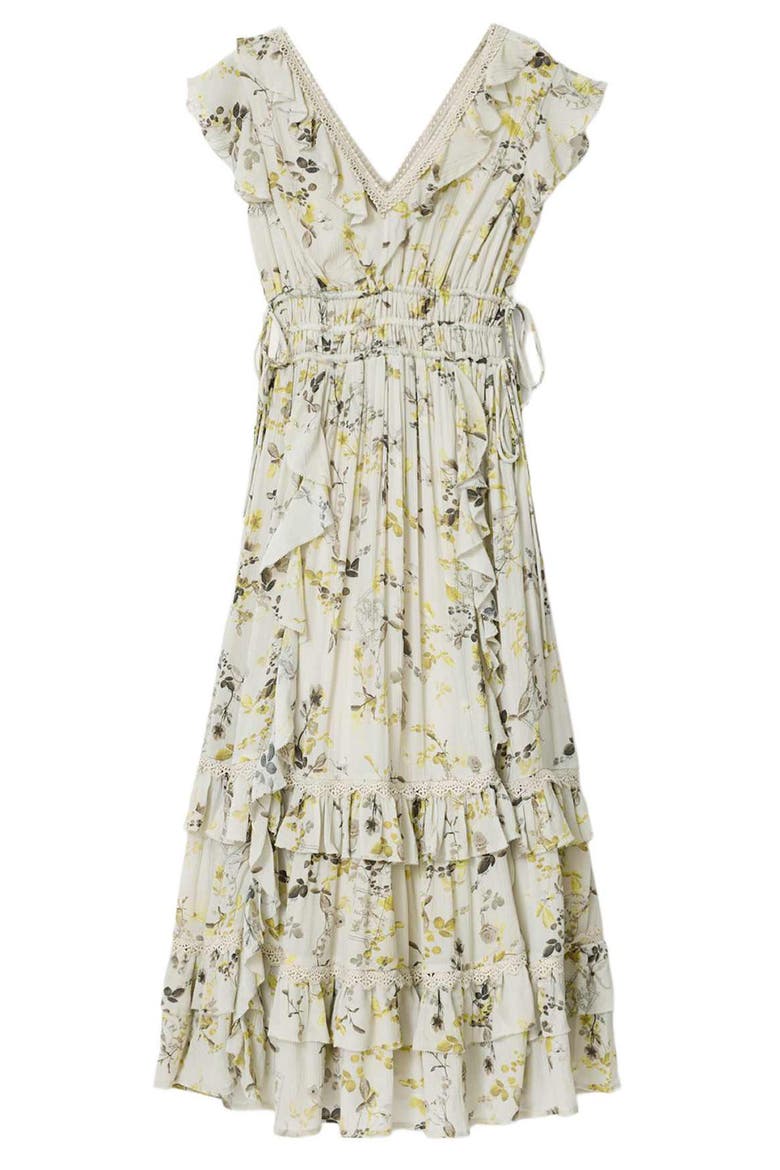 Canto Floral Ruffle Maxi Dress, Alternate, color, CARMEL STEM GREEN