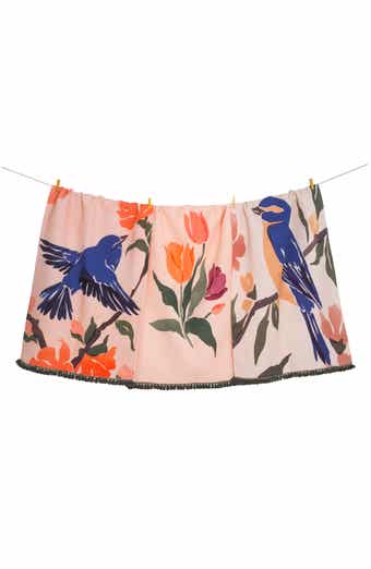 Tiramisu Bluebird Garden Set of 3 Cotton Waffle Kitchen Towels