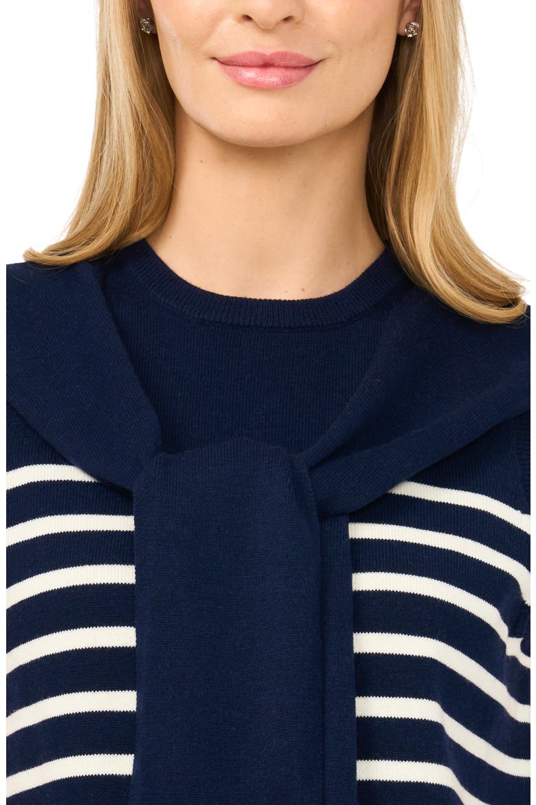 Stripe Front Tie Sleeveless Sweater, Alternate, color, CLASSIC NAVY