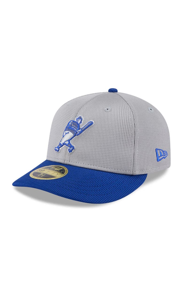 New Era Men's New Era Gray/Royal Milwaukee Brewers 2025 Batting Practice Low Profile 59FIFTY Fitted Hat, Main, color, Gray