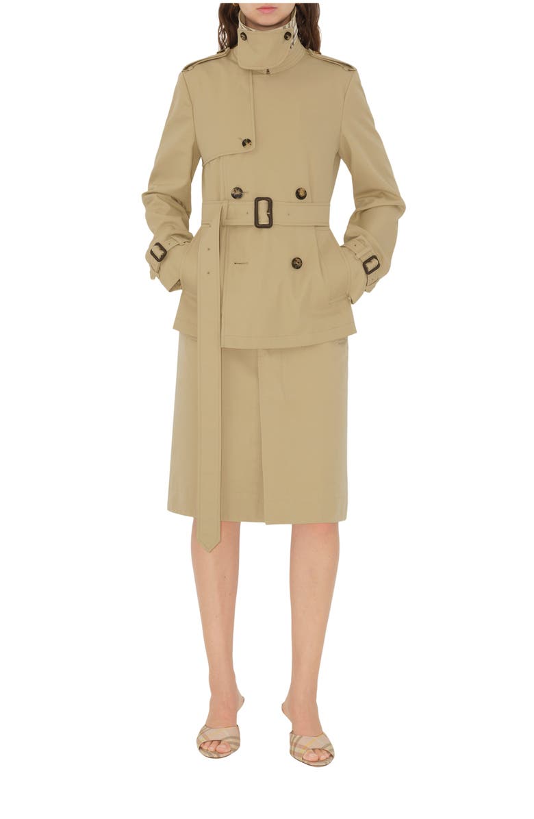 Burberry Cotton Blend Trench Jacket, Main, color, Beige