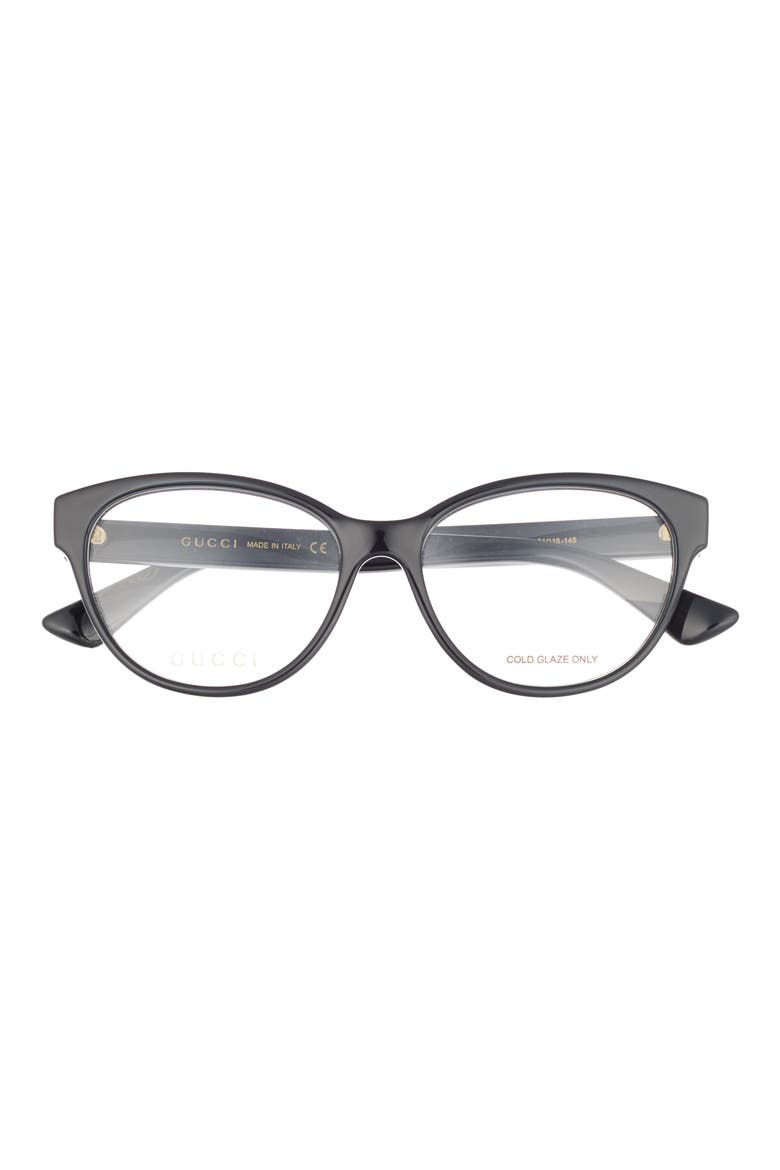 54mm Cat Eye Optical Glasses, Main, color, BLACK BLACK TRANSPARENT