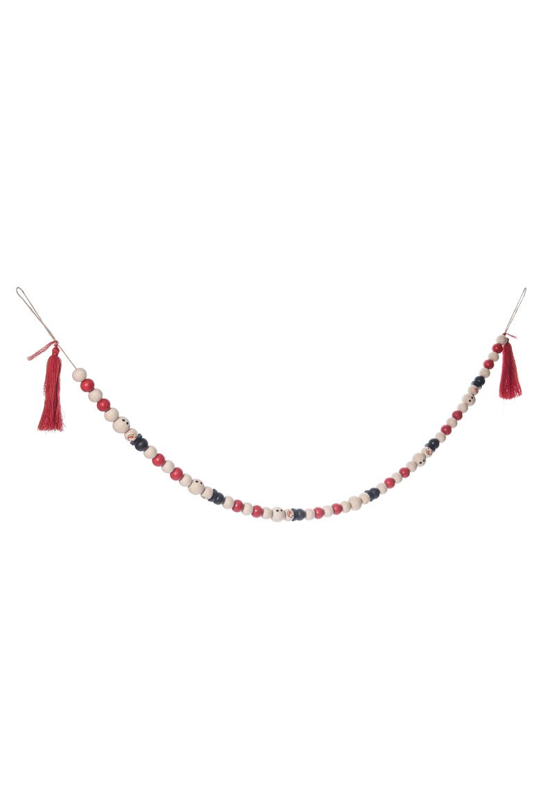 Multicolor Wood Bead Snowman Garland Festive Christmas Decor, Alternate, color, Multicolored