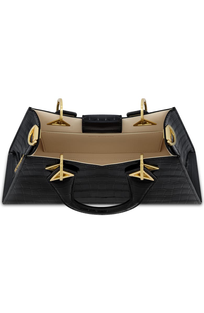 Mac Duggal Gold Plated Hardware Crocodile Embossed Leather Handbag, Alternate, color,