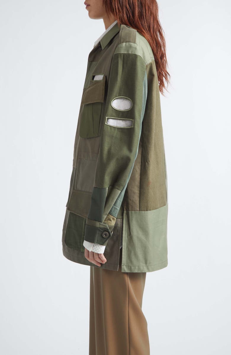 JULIE KEGELS Embroidered Cutout Patchwork Cotton Field Jacket, Alternate, color, Green
