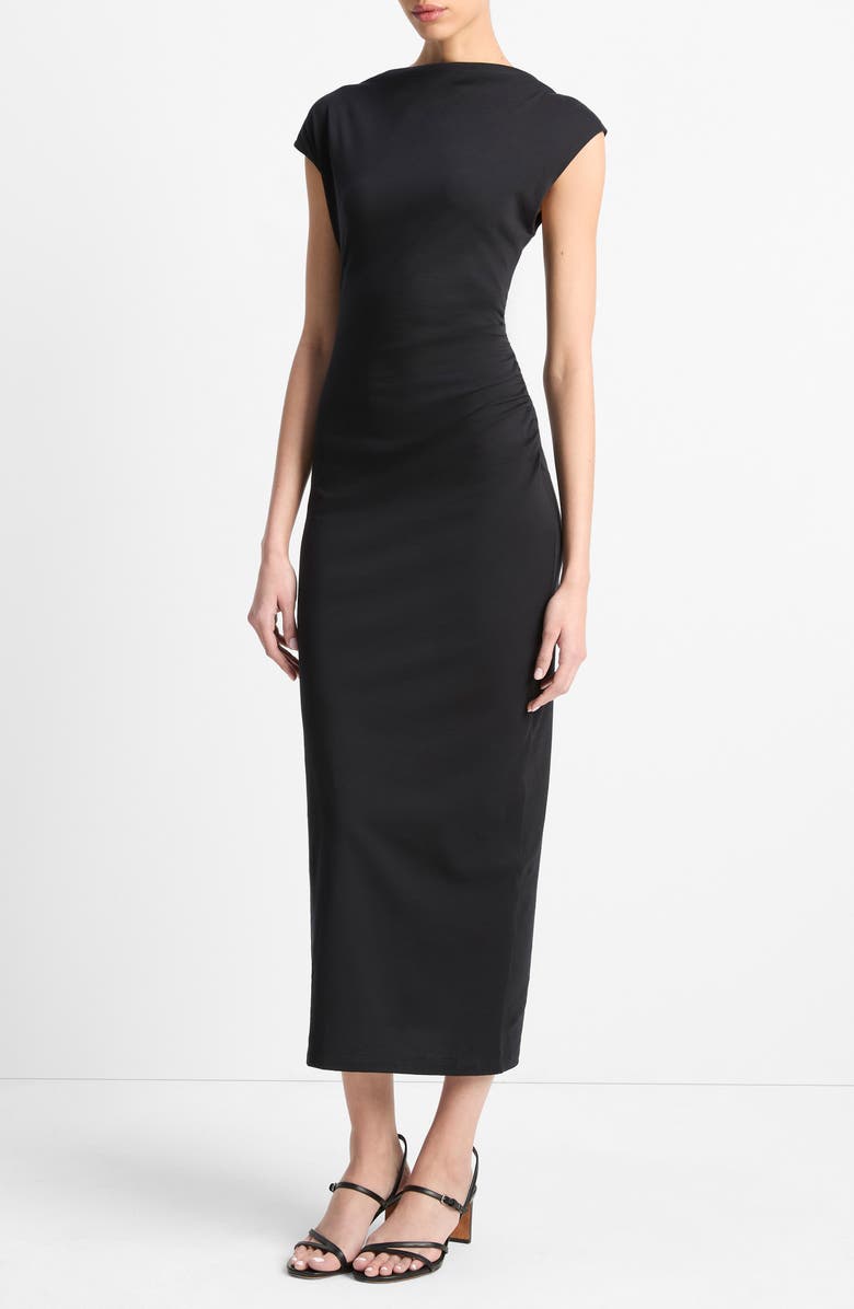 Vince Cowl Neck Pima Cotton Midi Dress, Alternate, color, Coastal