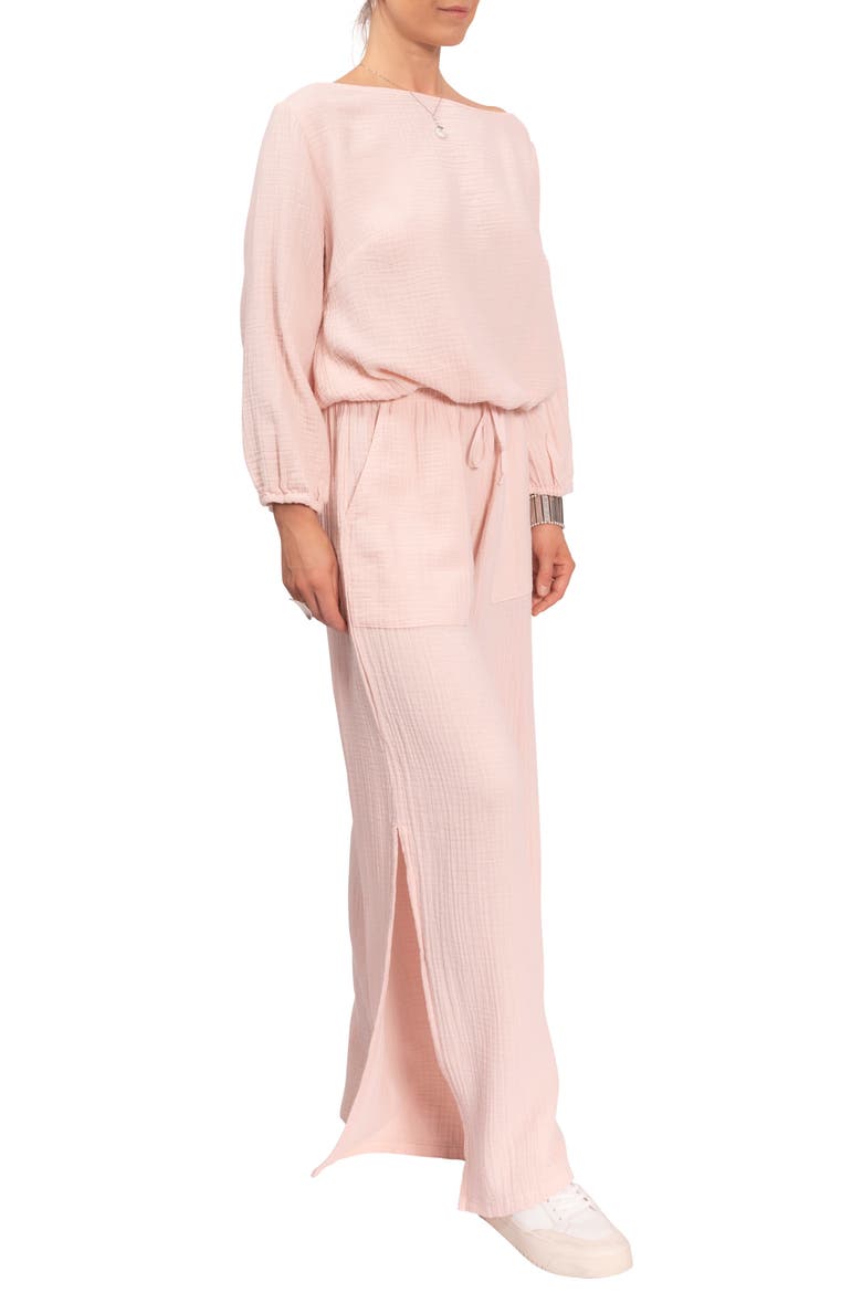 Riley Cotton Gauze Split Hem Pants, Alternate, color, BLUSH