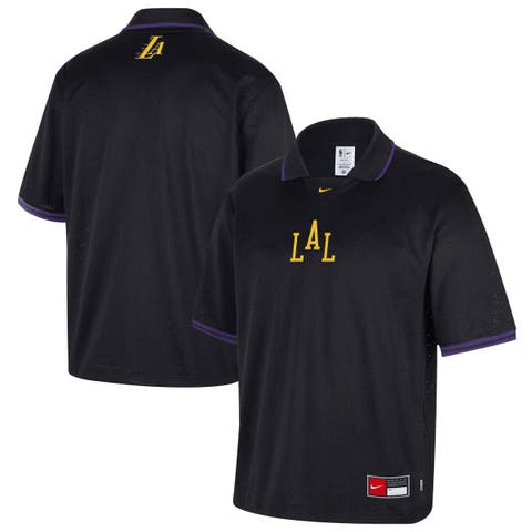 Men's Nike  Black Los Angeles Lakers 2025/26 City Edition Remix Courtside Air Half-Sleeve Polo