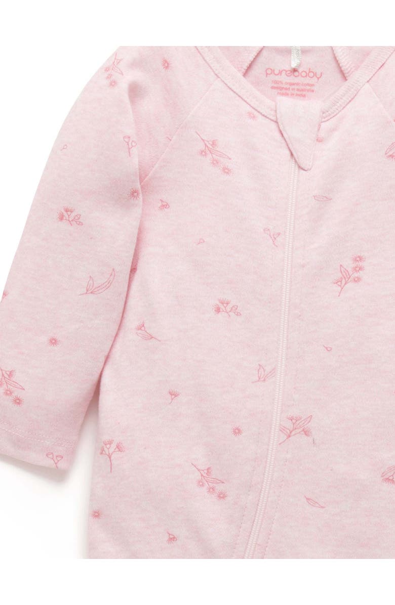 Purebaby Zip Growsuit & Headband Set, Alternate, color, Pale Pink Blossom