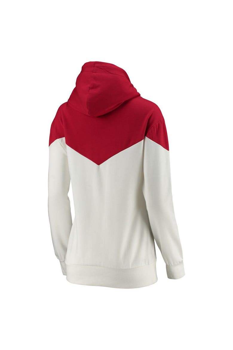 Women's Gameday Couture White/Crimson Alabama Crimson Tide Old School Arrow Blocked Cowl Neck Tri-Blend Pullover Hoodie, Alternate, color, White