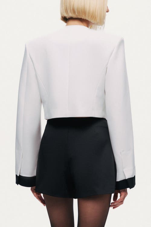Nocturne Gold-button Cropped White Jacket In White