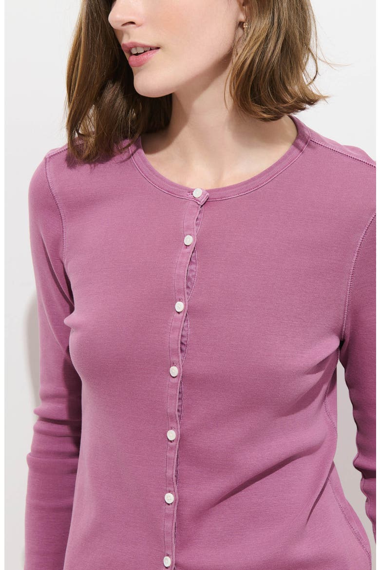 Frankie Cotton Rib Cardigan, Alternate, color, EARLY LAVENDER