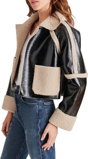 Steve Madden Faux Shearling Trim Faux Leather Jacket | Nordstromrack