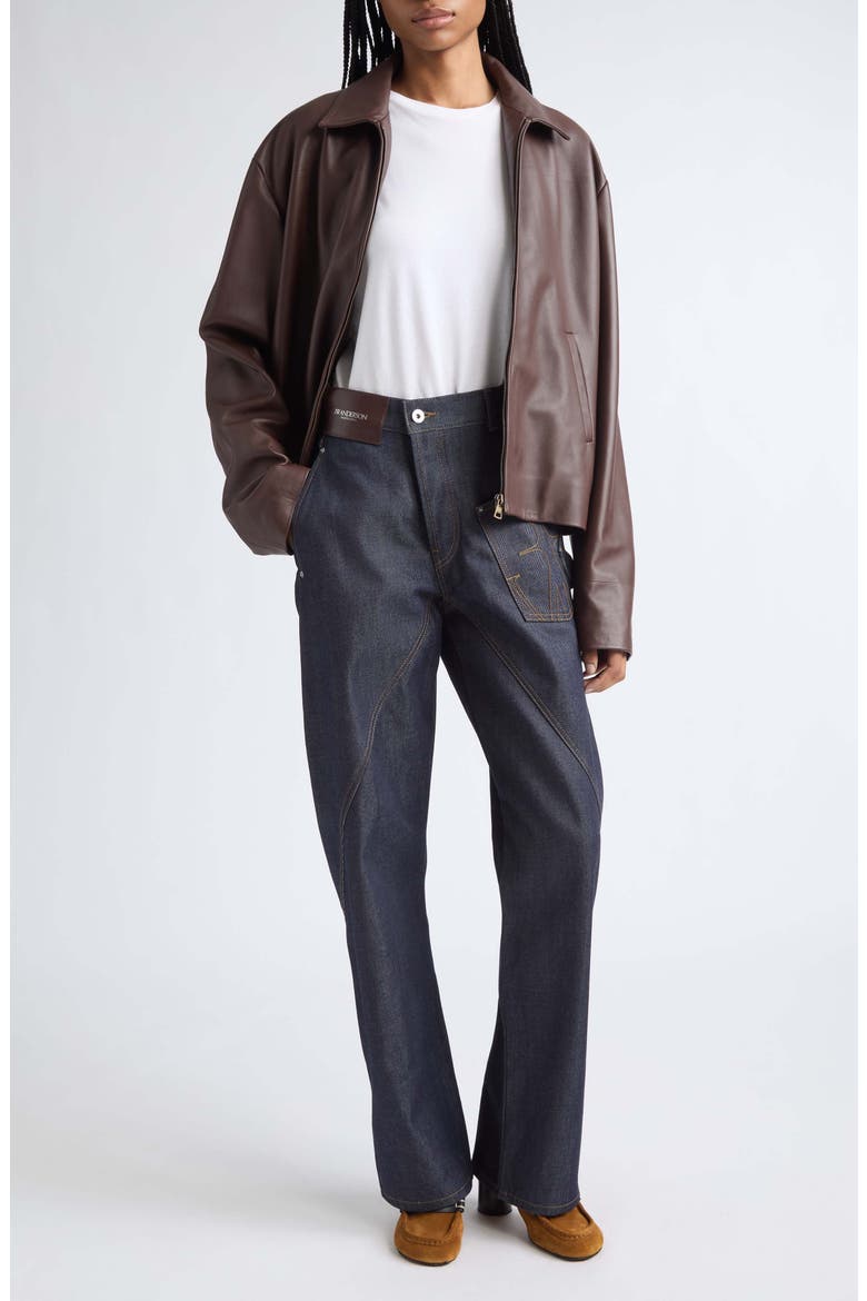 Lambskin Leather Blouson Jacket, Alternate, color, CHOCOLATE BROWN