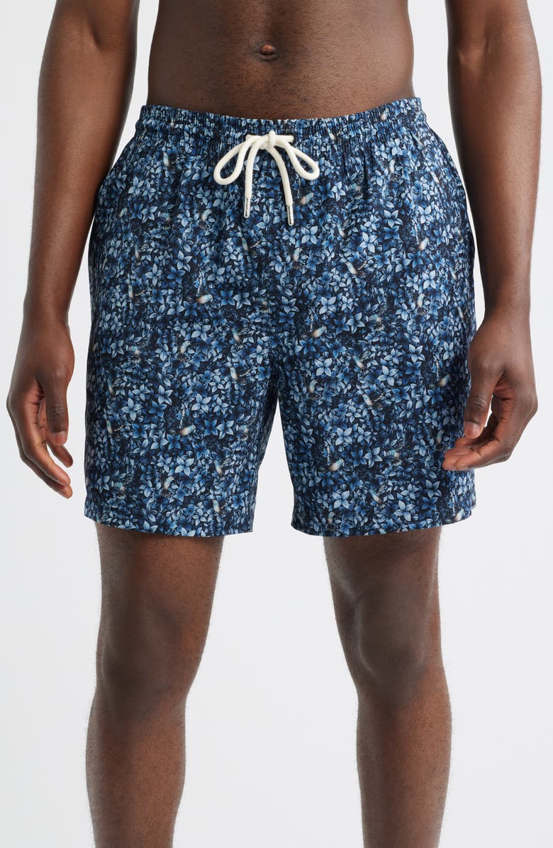 Stone Rose Flight & Floral Swim Trunks, Main, color, 