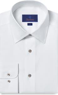 David Donahue Trim Fit Cotton Dress Shirt