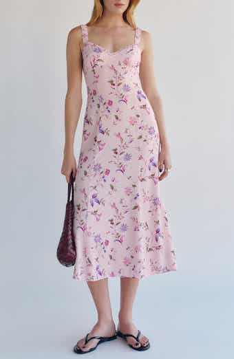 Tully Ditsy Floral Sweetheart Neck Midi Dress