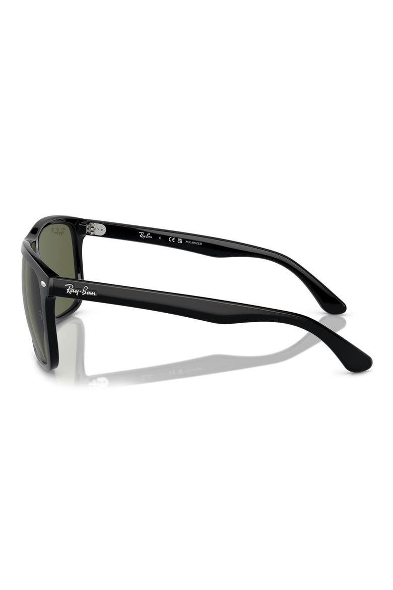 60mm Polarized Square Sunglasses, Alternate, color, BLACK / POLAR GREEN