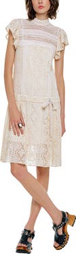 Anna Sui Victorian Lace Combo Drop Waist Dress