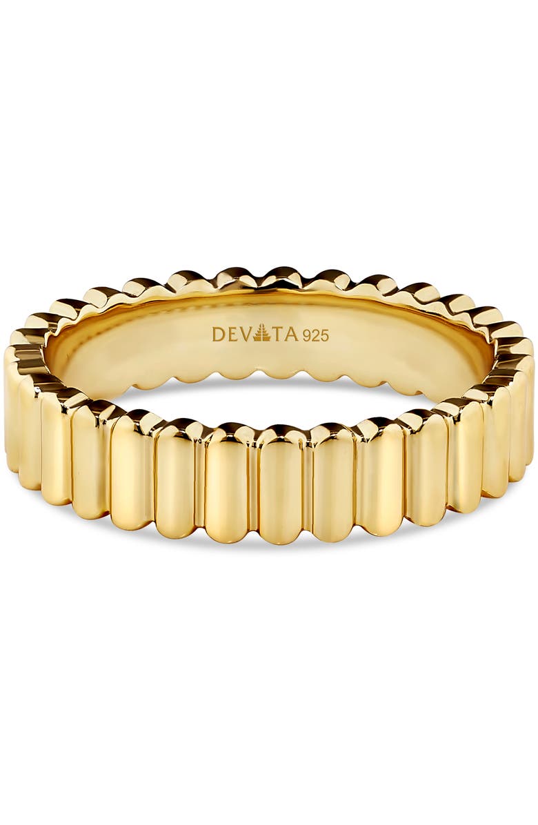 DEVATA Ribbed Band Ring in Gold Plated Sterling Silver, Main, color, Yellow Gold